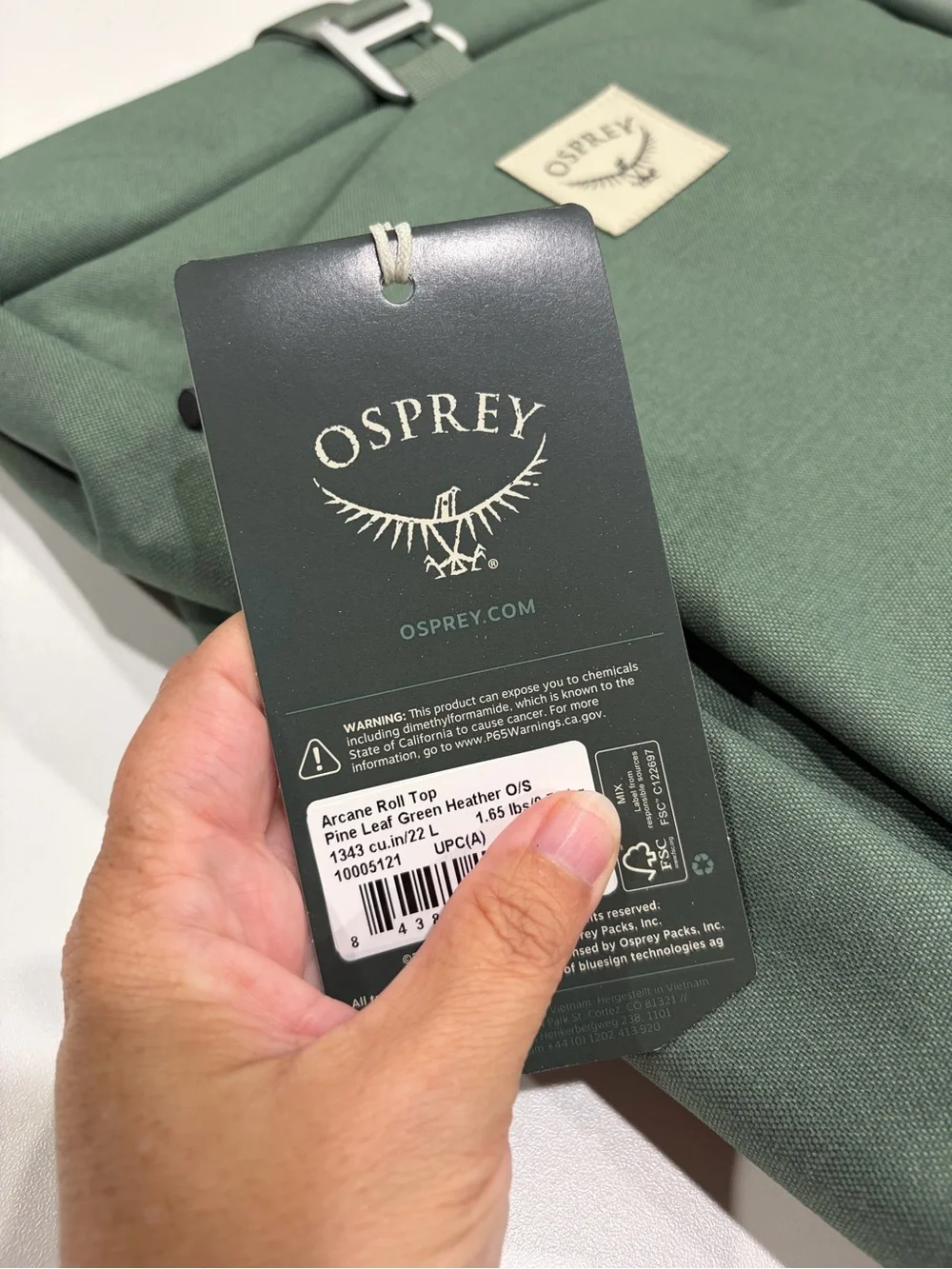 Osprey Women's Men's Arcane Roll-Top 22 L Backpack Green NWT Pack Bag